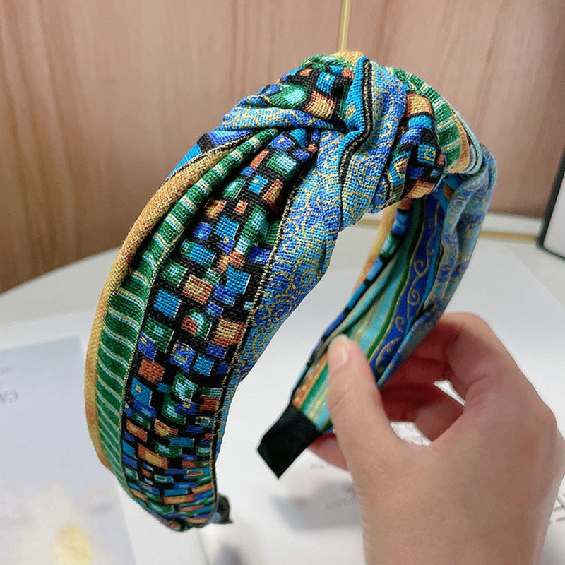 Wholesale Ethnic Wind Wide-brimmed Printed Fabrics Hairband